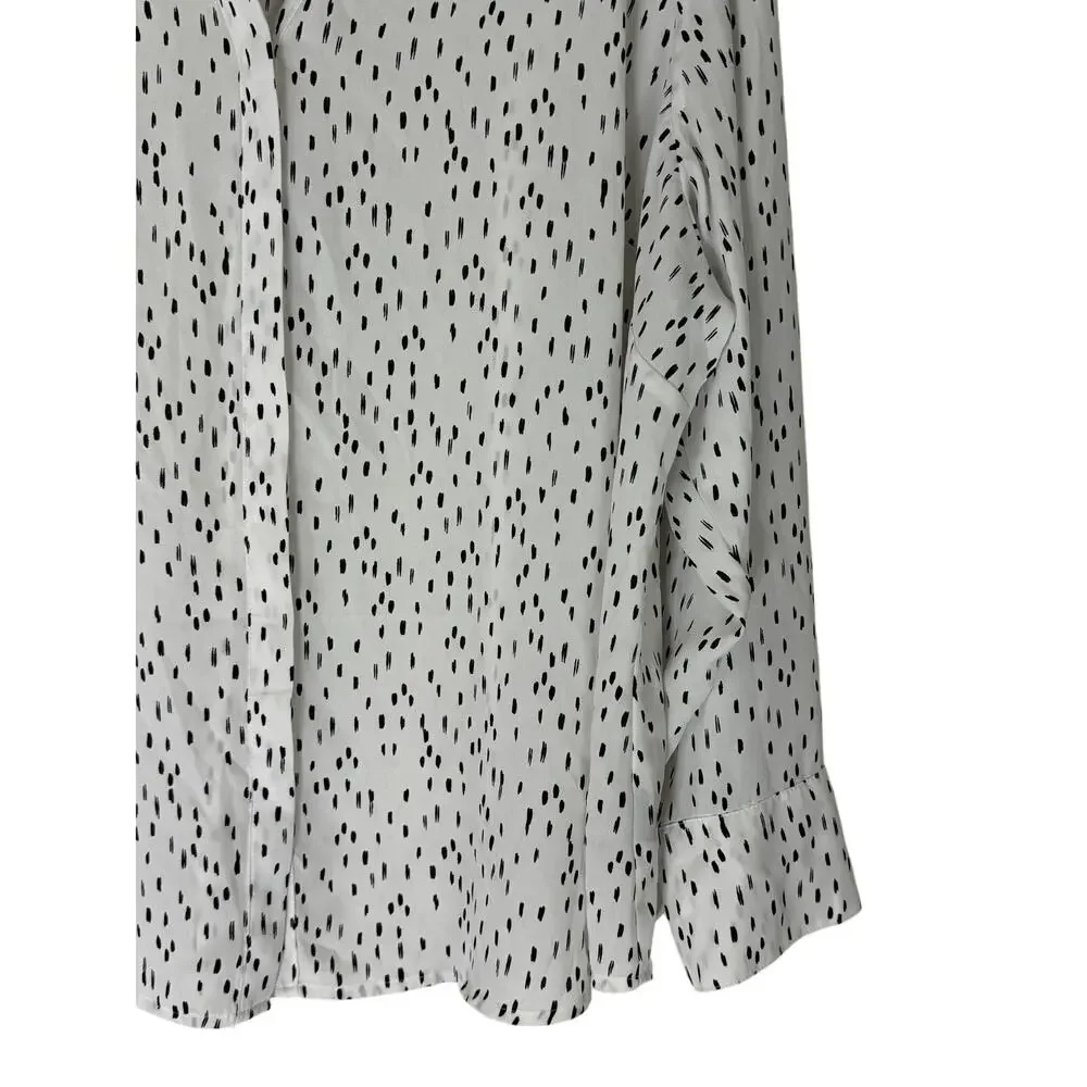 Worthington Woman White & Black Long Sleeve V-neck Collar Blouse Top Size 4X - Picture 4 of 10